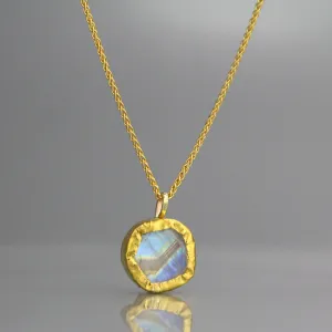 Round Gold Moonstone Pendant Necklace