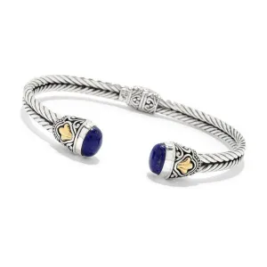 Samuel B. Macha Lapis Sterling Silver   18K Double Twisted Cable Bangle Bracelet