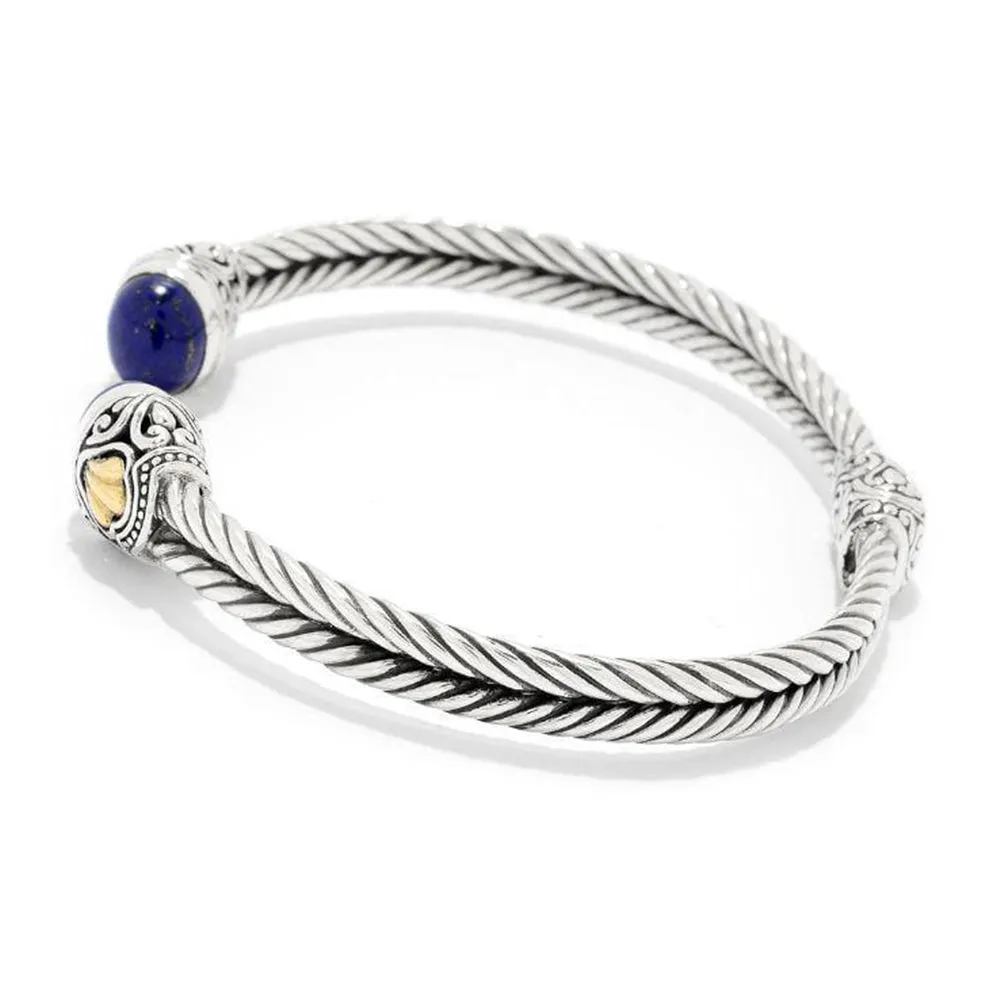 Samuel B. Macha Lapis Sterling Silver   18K Double Twisted Cable Bangle Bracelet