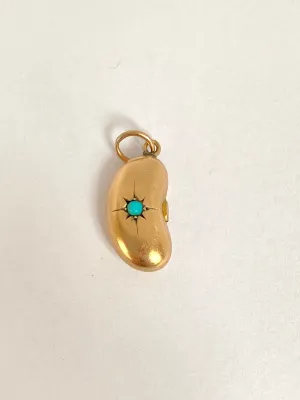 SECOND PAYMENT 9ct Gold and Turquoise, Antique, Kidney Bean, Lucky Charm, Hallmarked 9ct Gold