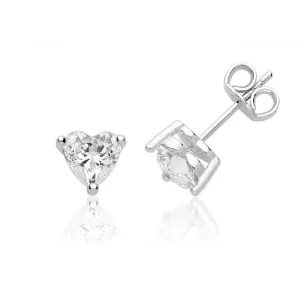 Silver & Co Heart Cut Single Stone Claw Set Earrings SEG0099