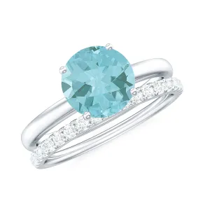 Sky Blue Topaz and Diamond Wedding Ring Set