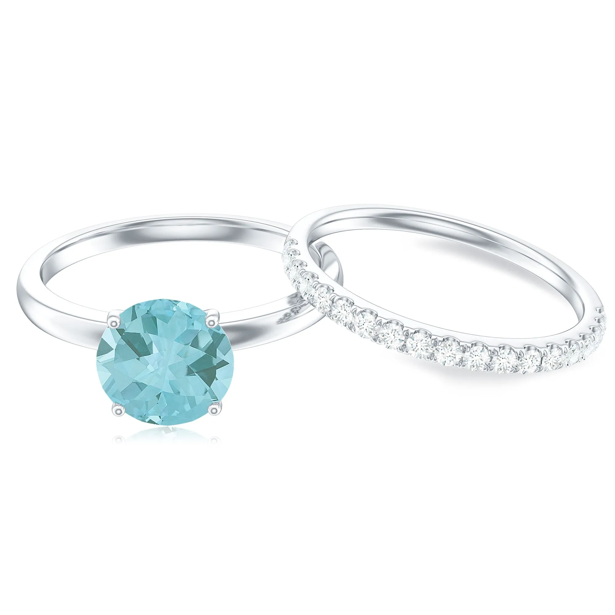 Sky Blue Topaz and Diamond Wedding Ring Set