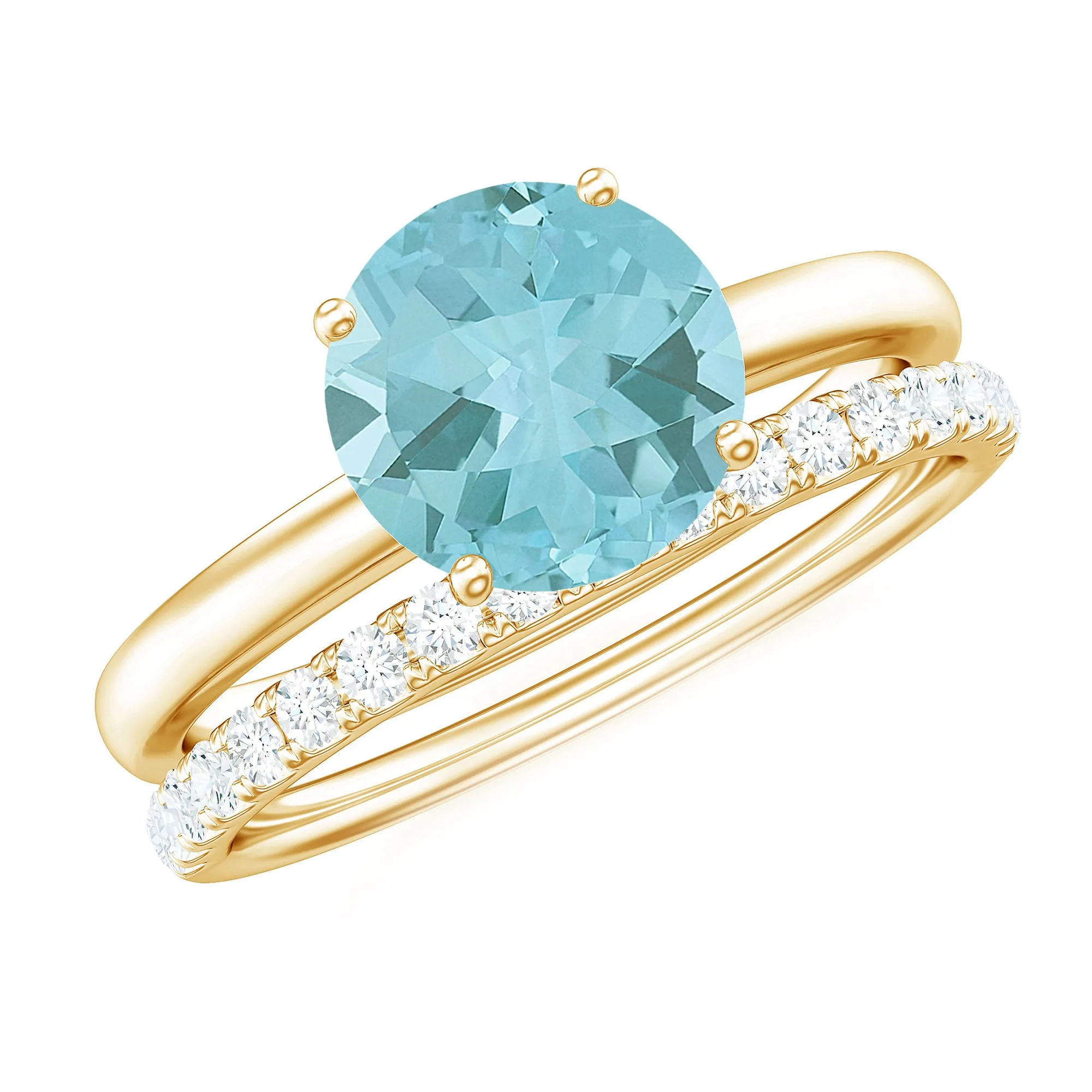 Sky Blue Topaz and Diamond Wedding Ring Set