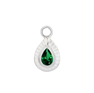 SMALL TEARDROP CHARM - GREEN ONYX - SILVER