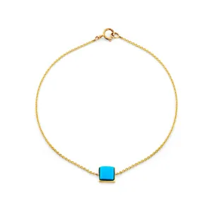 Square Cabochon Turquoise & Gold Bracelet