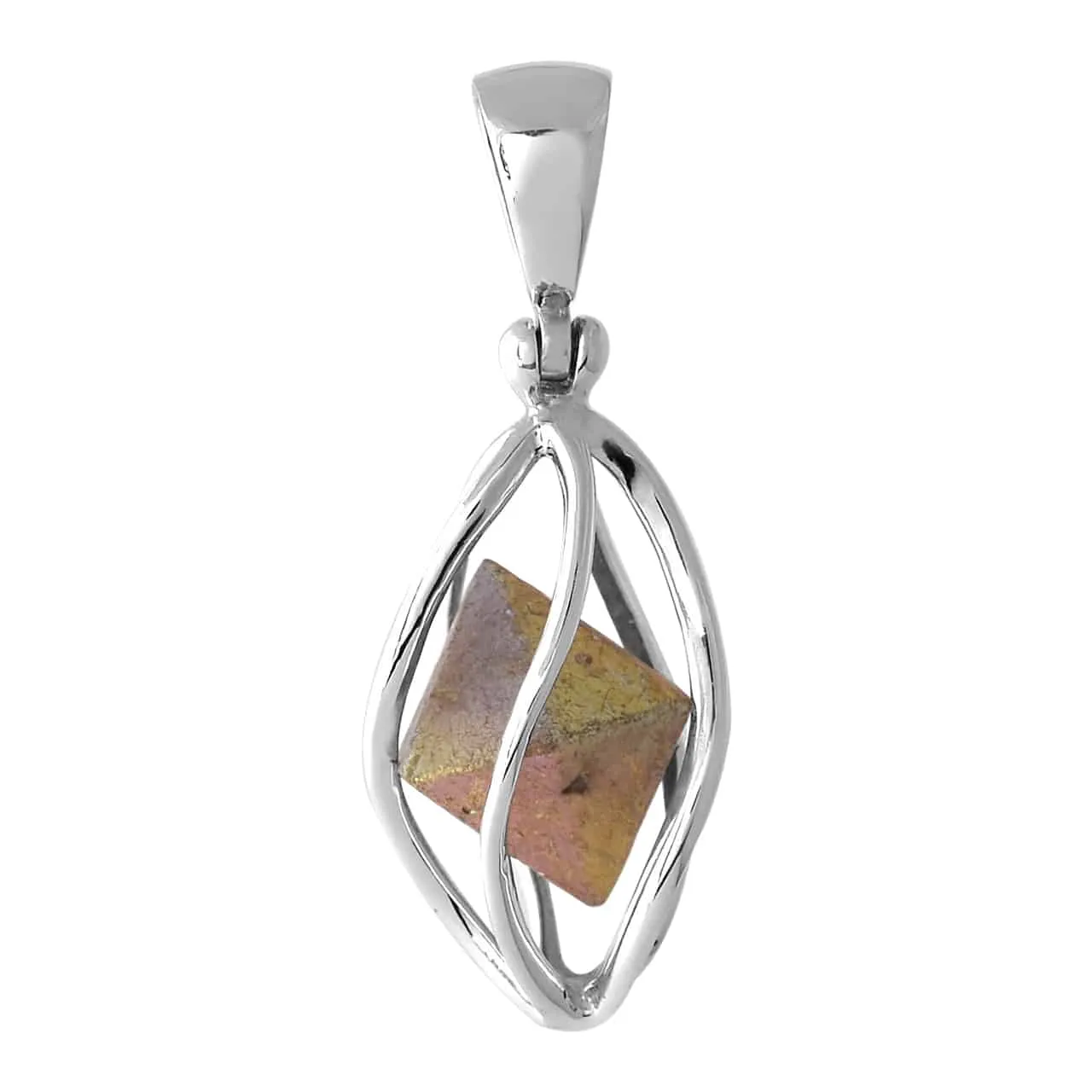 Starborn Beta Quartz Crystal Caged Pendant in Sterling Silver