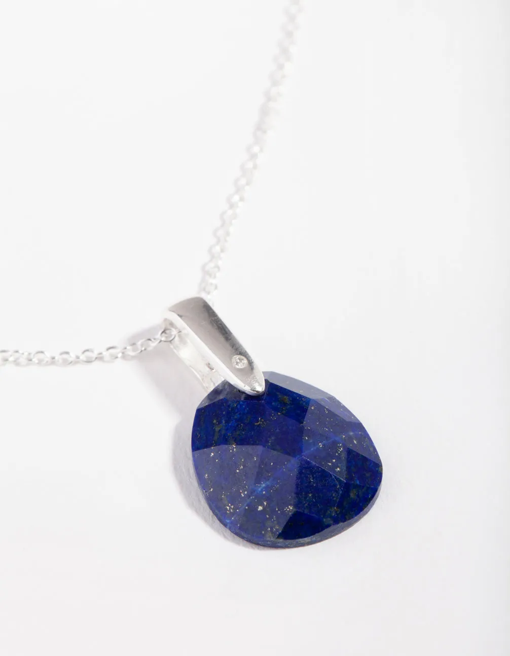 Sterling Silver Faceted Lapis Pendant Necklace