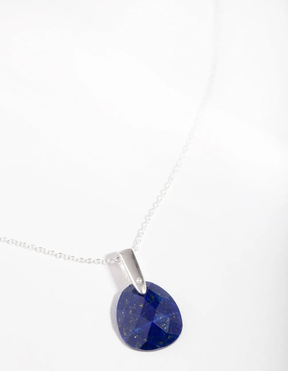 Sterling Silver Faceted Lapis Pendant Necklace