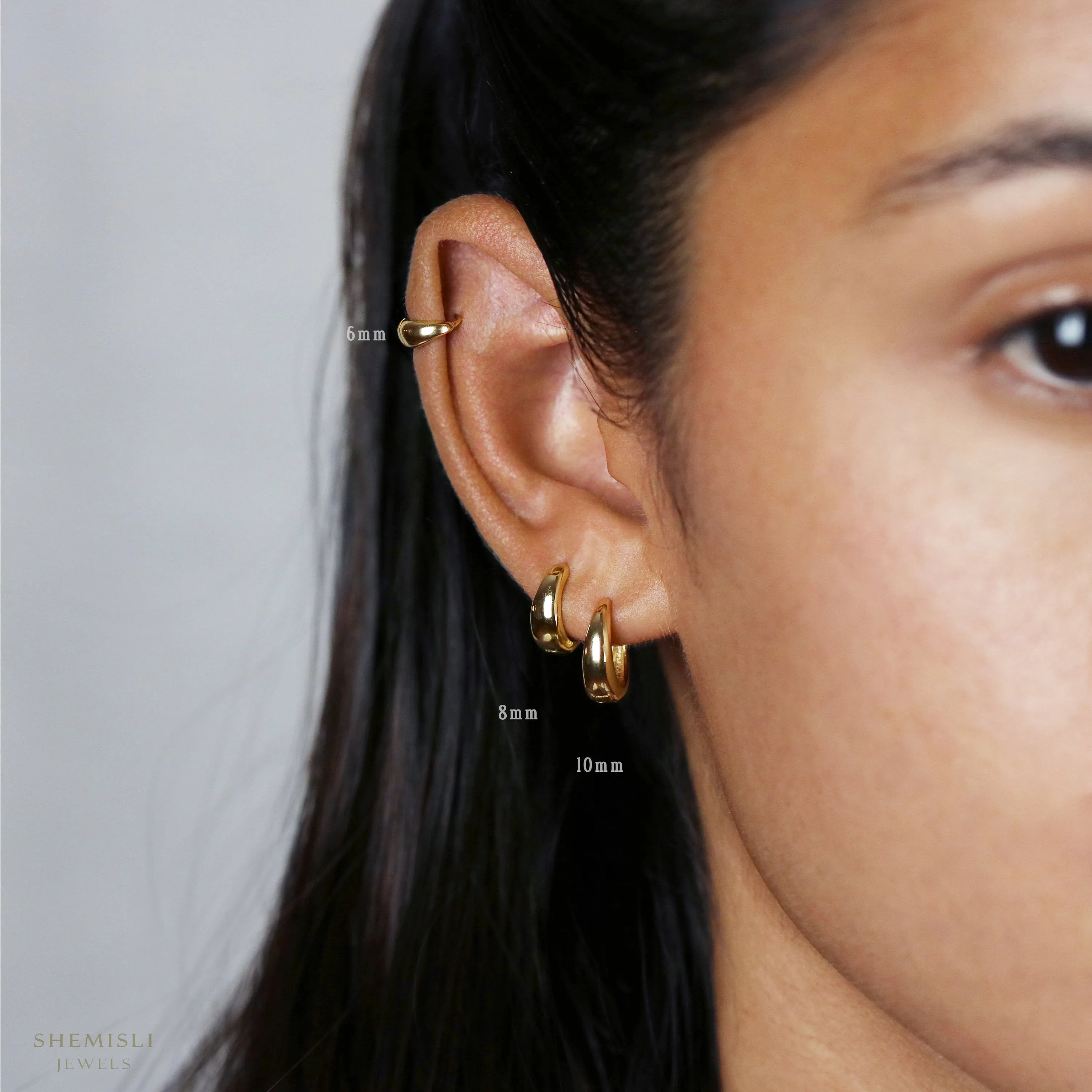 Tapered Hoop Earrings, Huggies, Unisex, Gold, Silver SHEMISLI - SH316, SH317, SH318, SH319, SH320