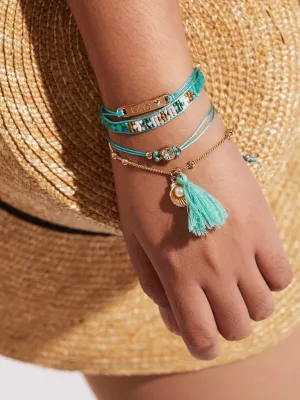 Tassel & Shell Detail Bracelet Set With Jewelry