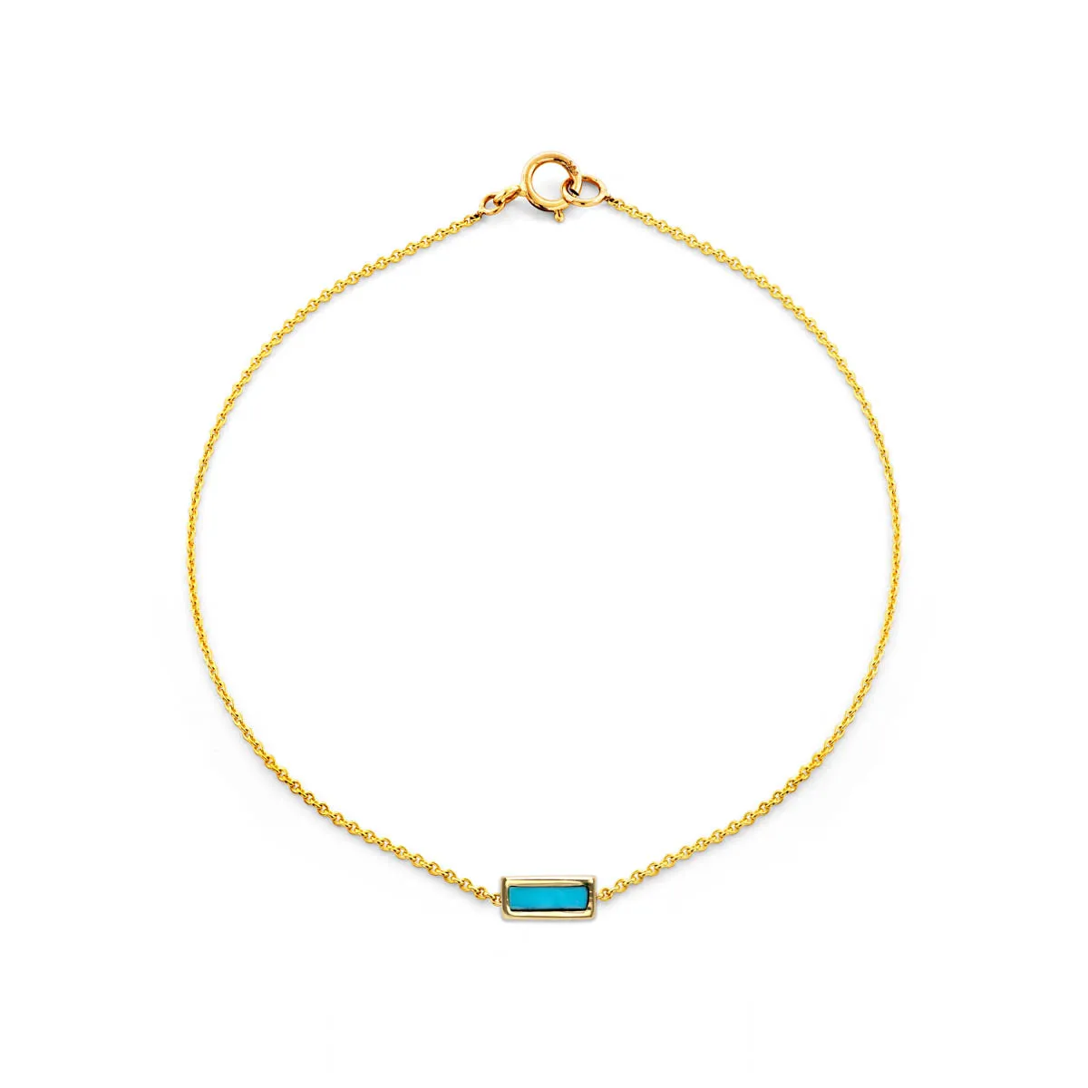 Tiny Inlay Rectangle Turquoise Bar Bracelet