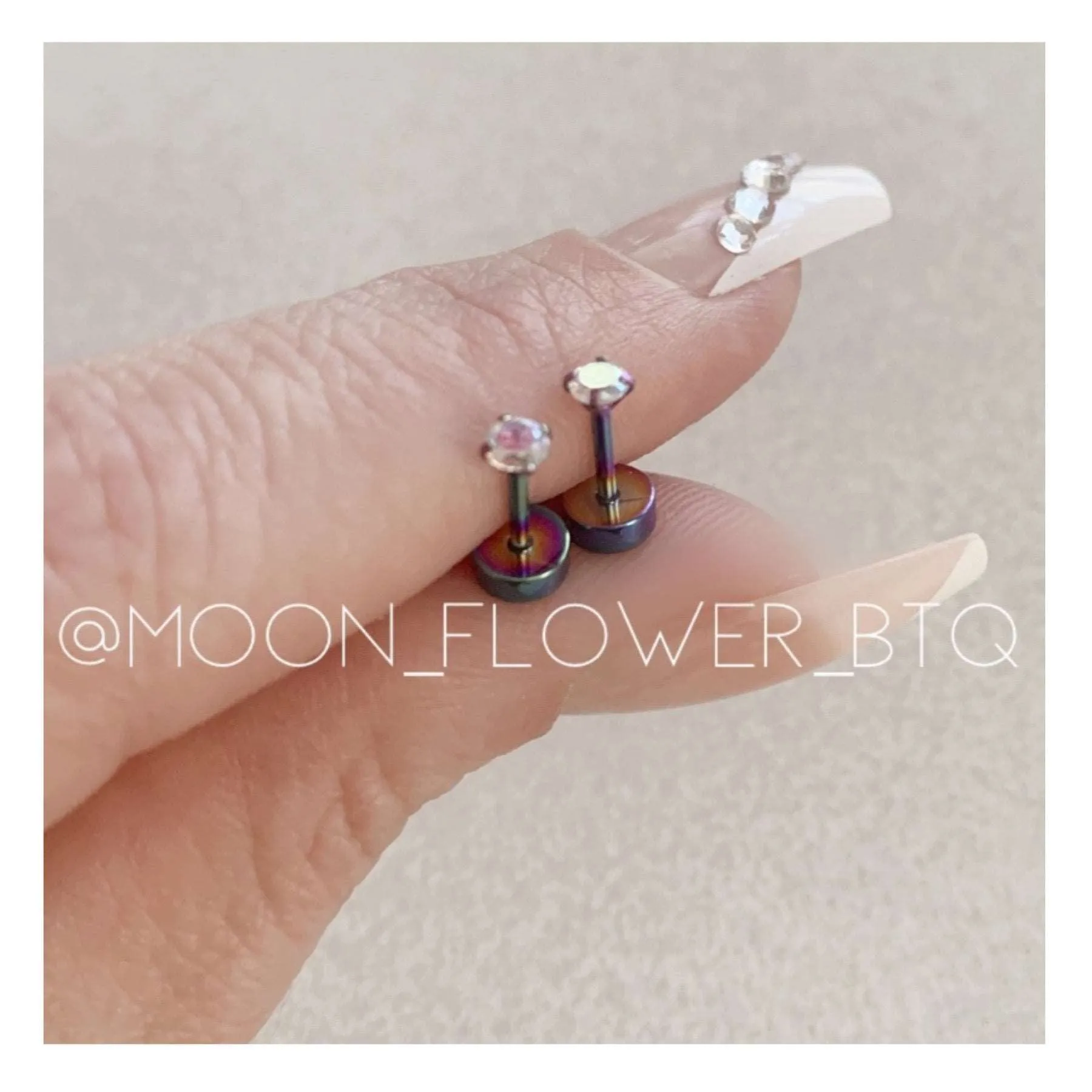 Tiny Rainbow CZ Flat Back Earrings