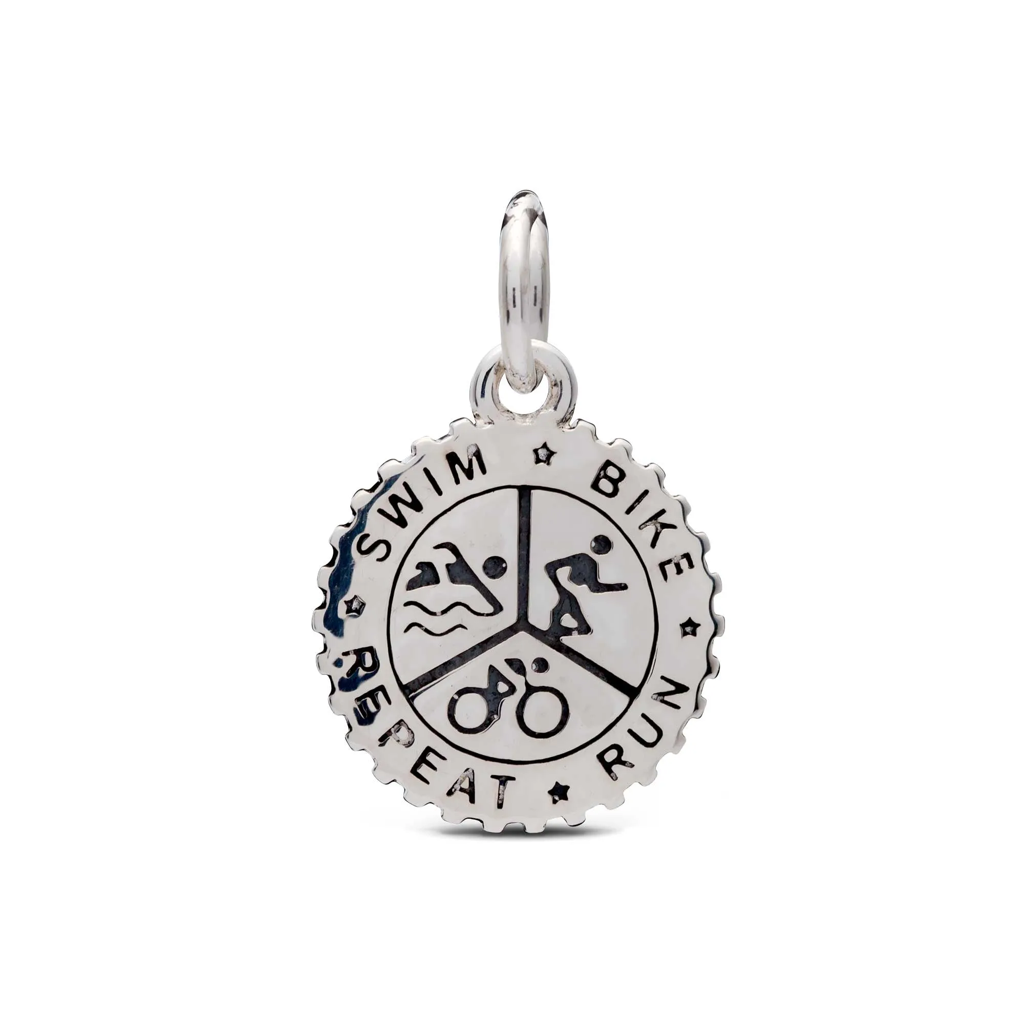 Triathlon Swim Bike Run Personalised Silver Charm