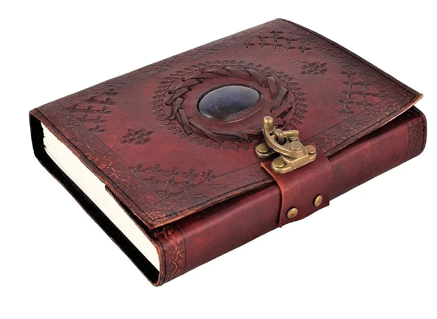 Utopian Leather Journal Lined Notebook with Semi-Precious Stone