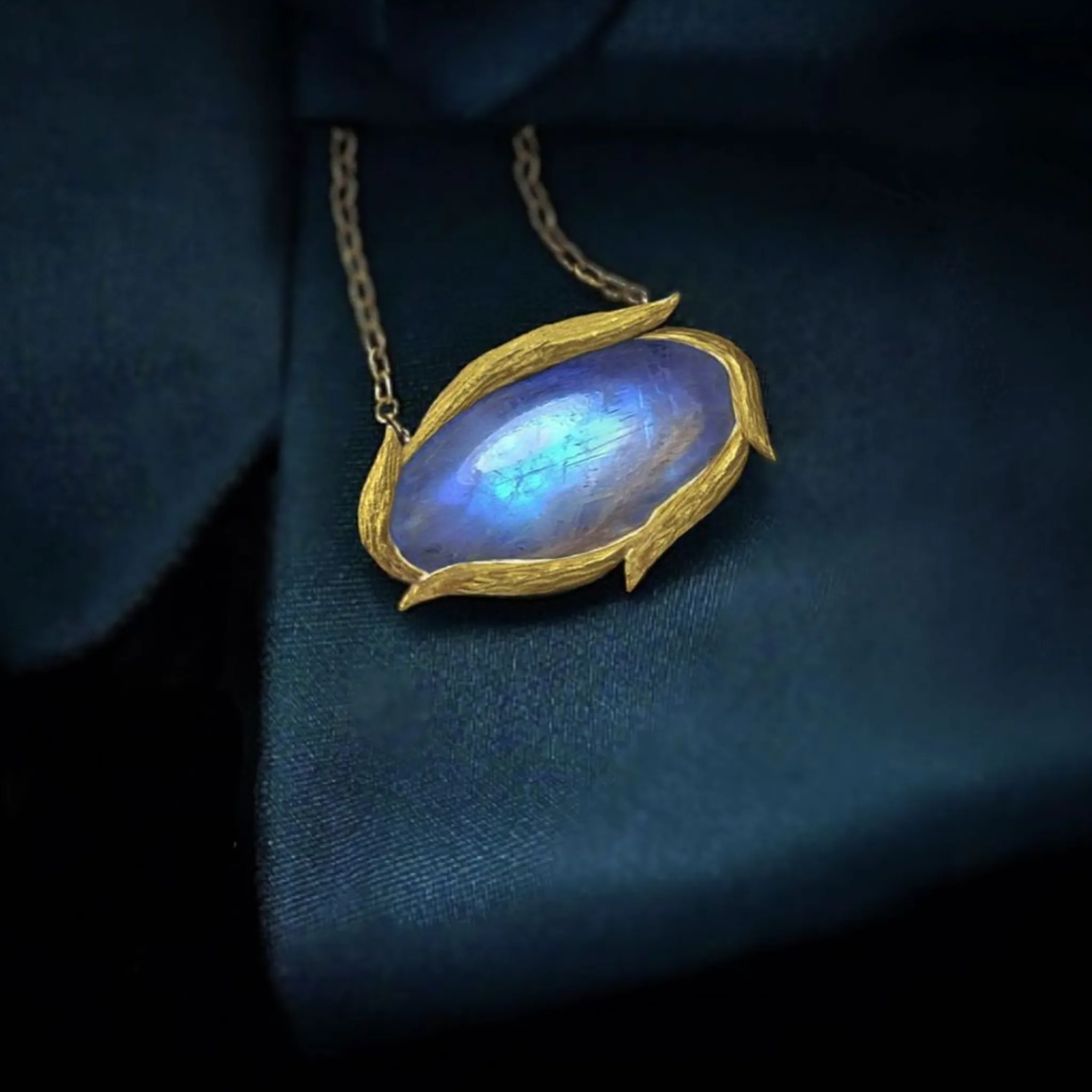 Vine Oval Moonstone Necklace by Laurie Kaiser