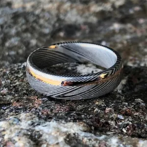 White Damascus Steel Ring - Men's Wedding Bands