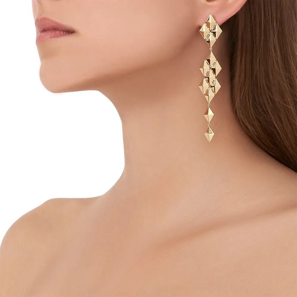 White Gold Python Symmetrical Drop Earrings