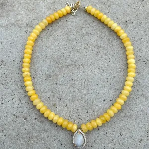 Yellow Jade & Moonstone Alexis Necklace