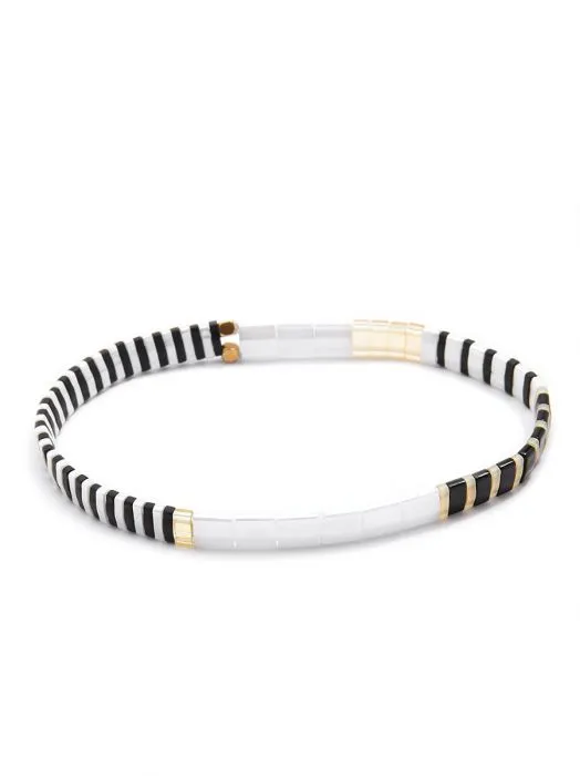 Zenzii Striped Beaded Stretch Bracelet