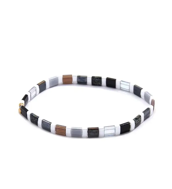 Zenzii Striped Beaded Stretch Bracelet