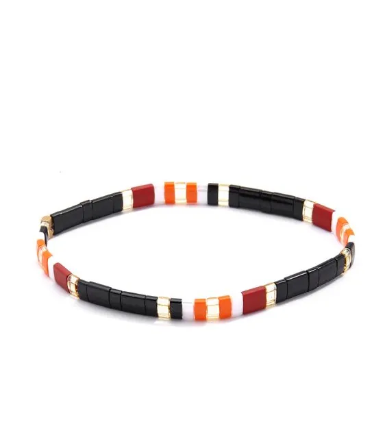 Zenzii Striped Beaded Stretch Bracelet