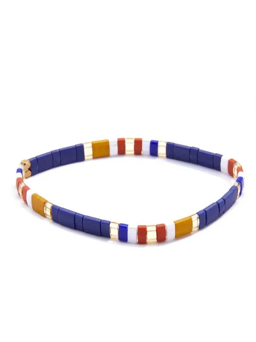 Zenzii Striped Beaded Stretch Bracelet