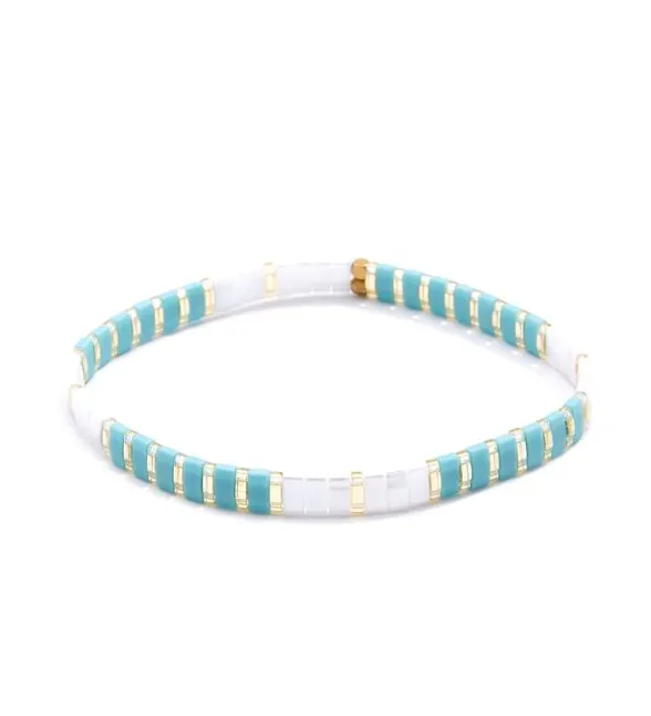 Zenzii Striped Beaded Stretch Bracelet