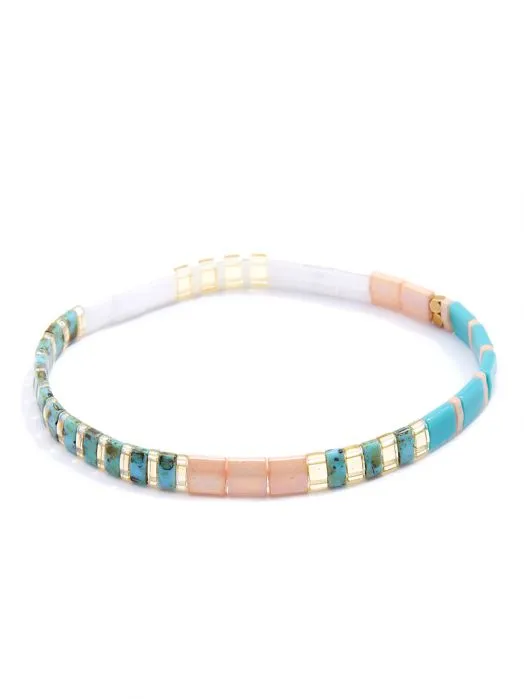 Zenzii Striped Beaded Stretch Bracelet