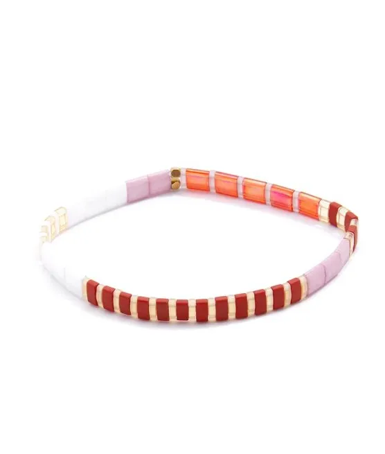 Zenzii Striped Beaded Stretch Bracelet