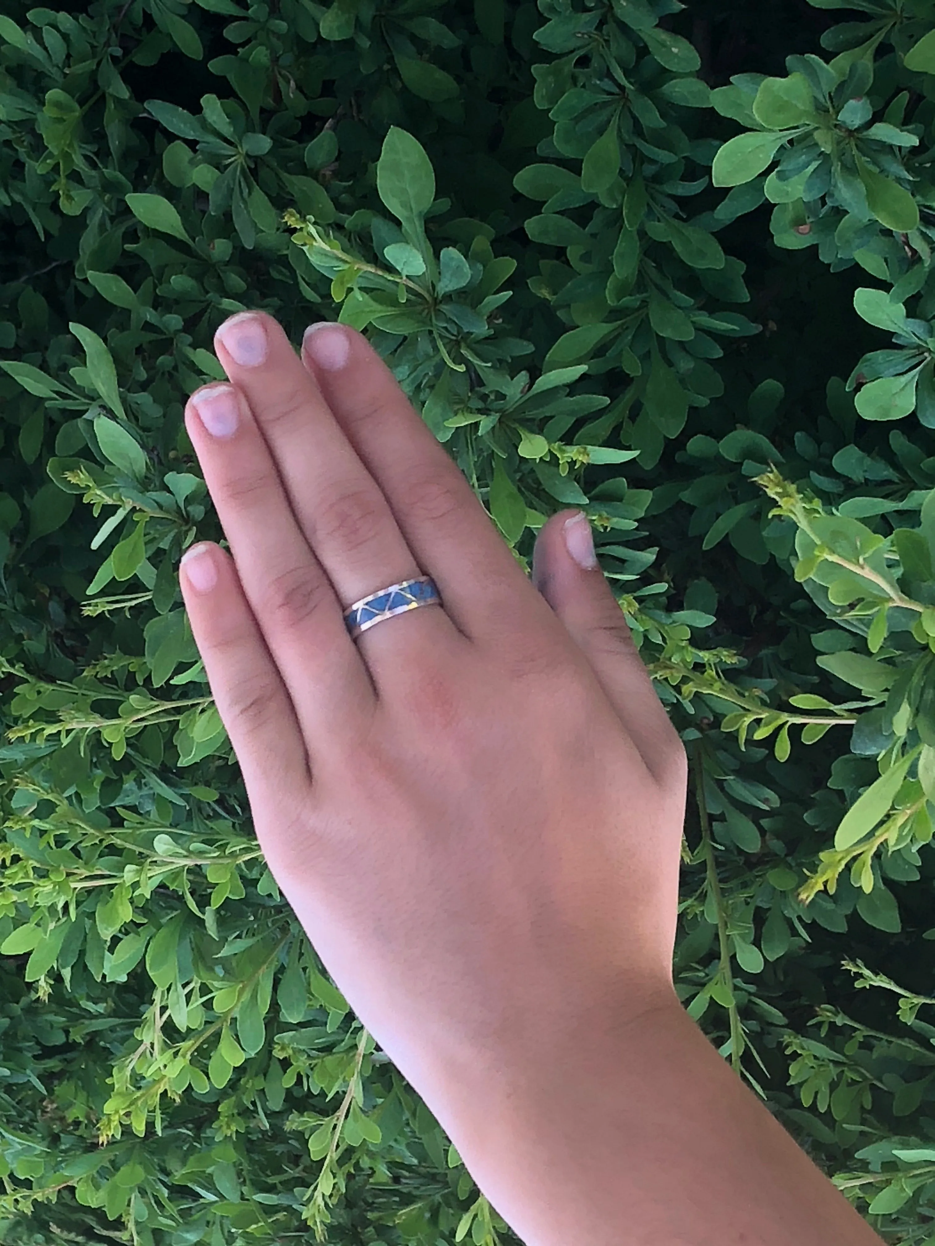 Zigzag Lapis inlay Navajo ring