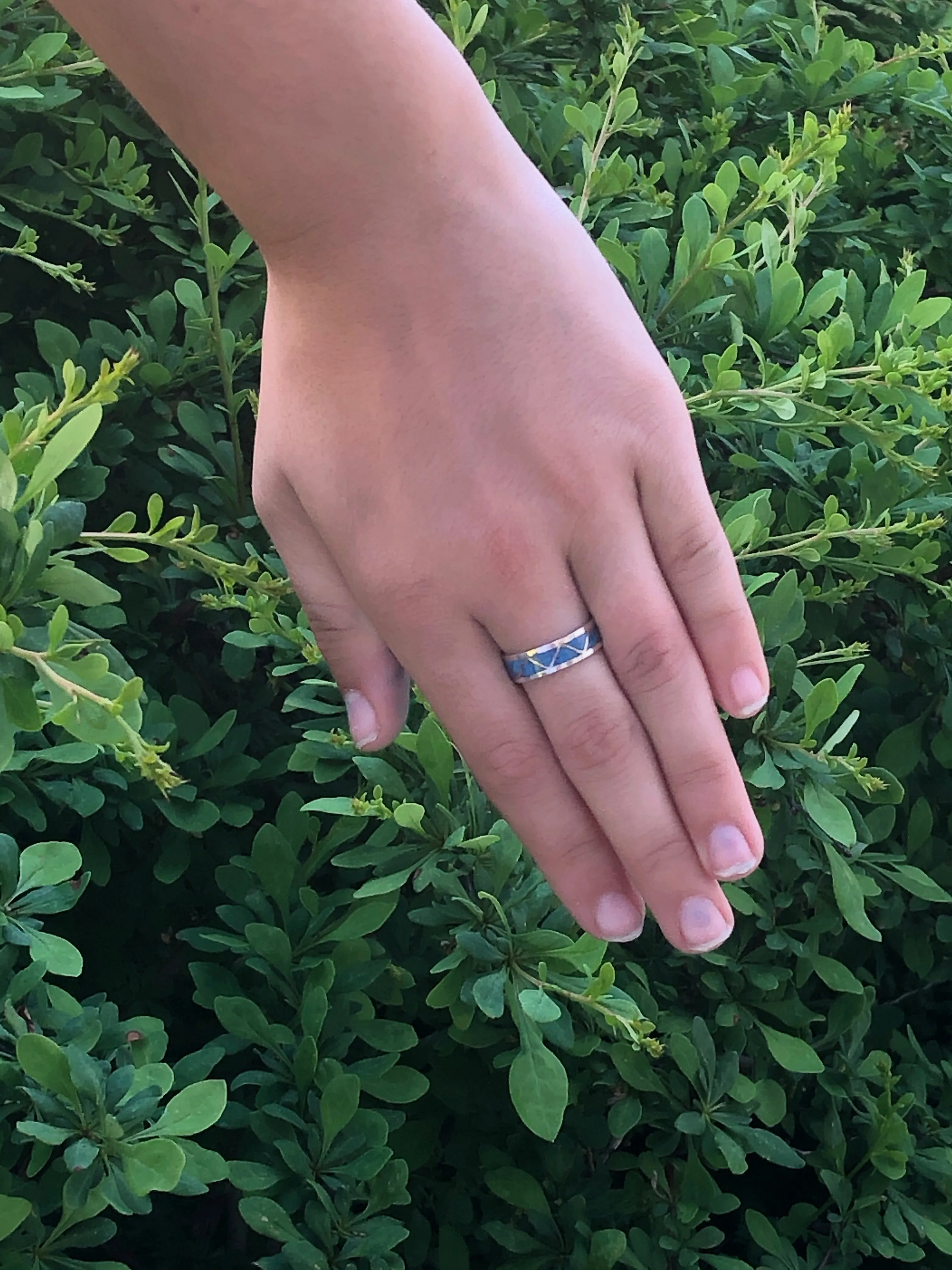 Zigzag Lapis inlay Navajo ring