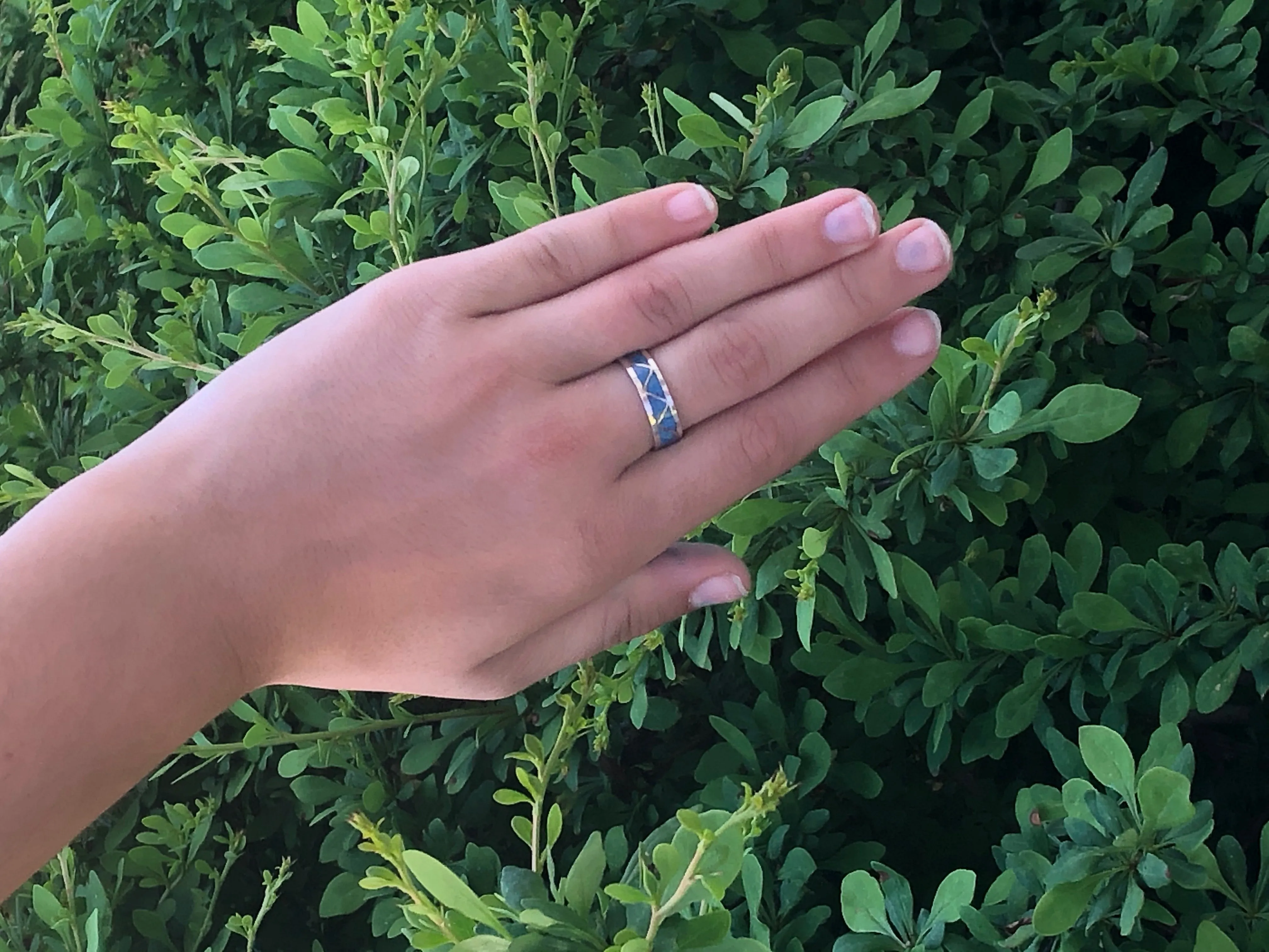 Zigzag Lapis inlay Navajo ring